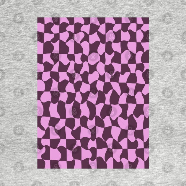 Dark Purple and Pink Distorted Warped Checkerboard Pattern V by Velvet Earth